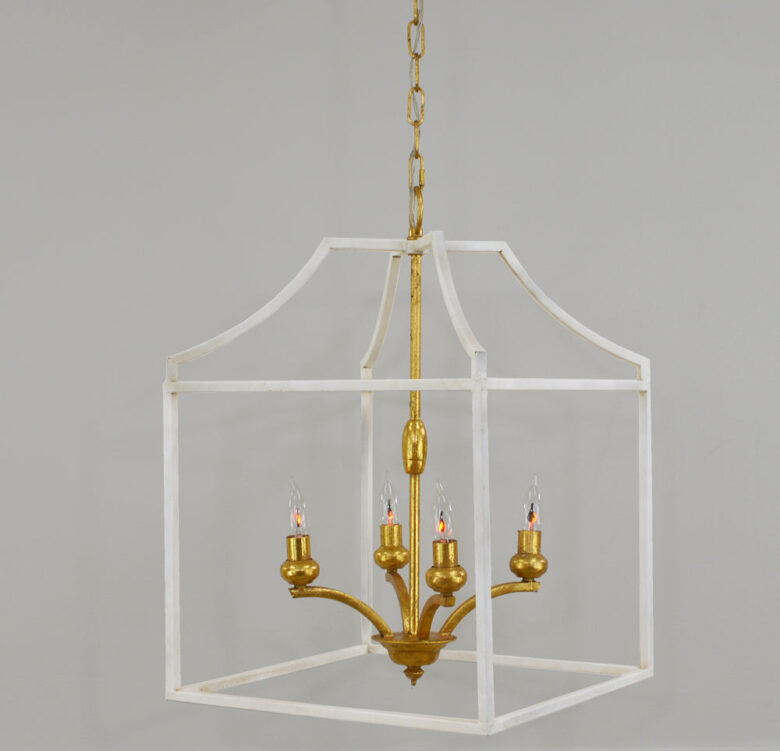 Delona 4 Light White and Gold Lantern - Lillian Home