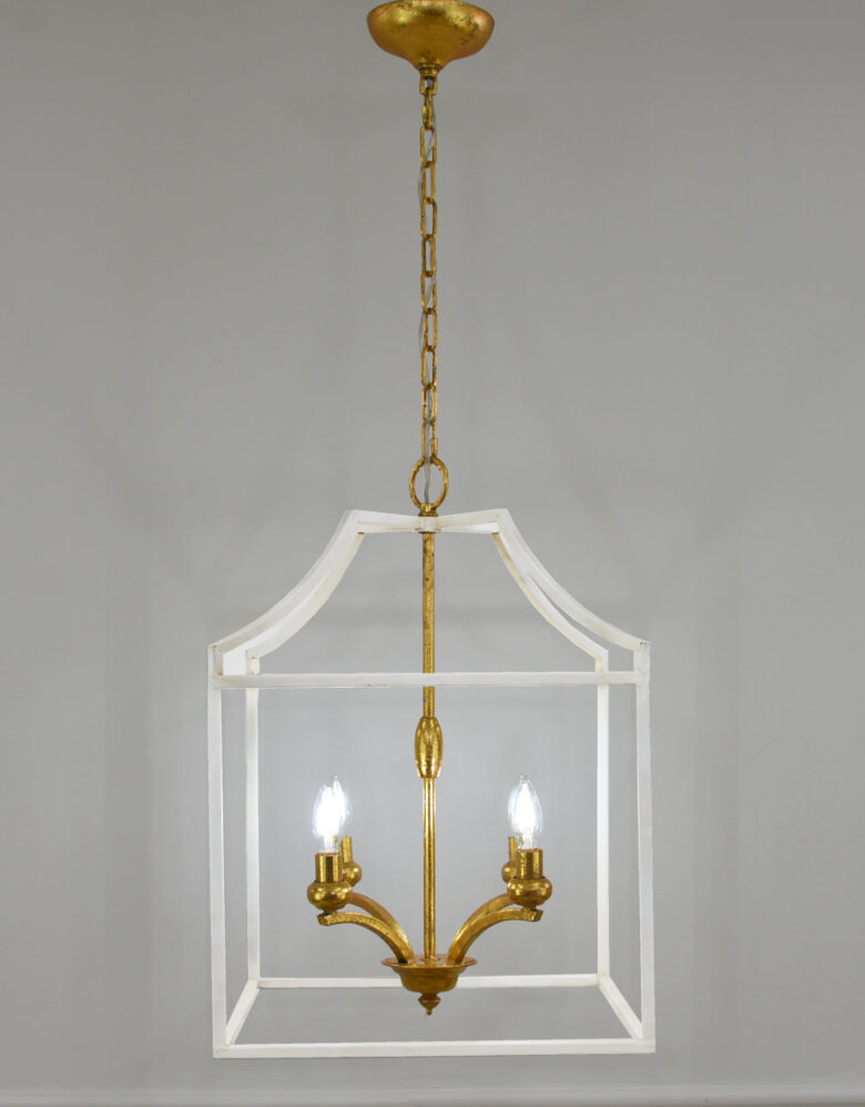 Delona 4 Light White and Gold Lantern - Lillian Home