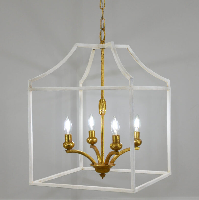 Delona 4 Light White and Gold Lantern - Lillian Home