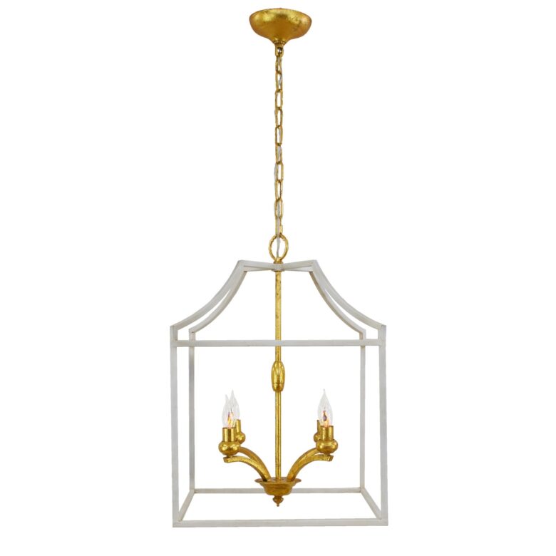 Delona 4 Light White and Gold Lantern - Lillian Home