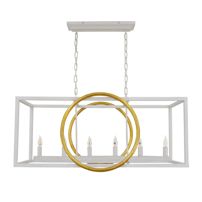 Penela 6 Light White and Gold Kitchen Island Light - Lillian Home