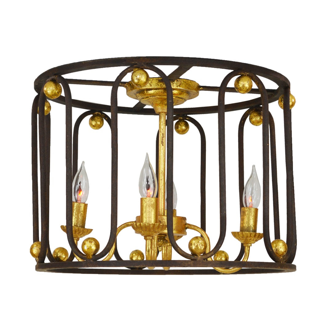 Pacha 4 Light Brown and Gold Flush Mount - Lillian Home 
