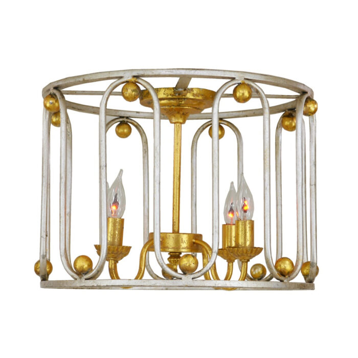 Pacha 4 Light Silver and Gold Flush Mount - Lillian Home