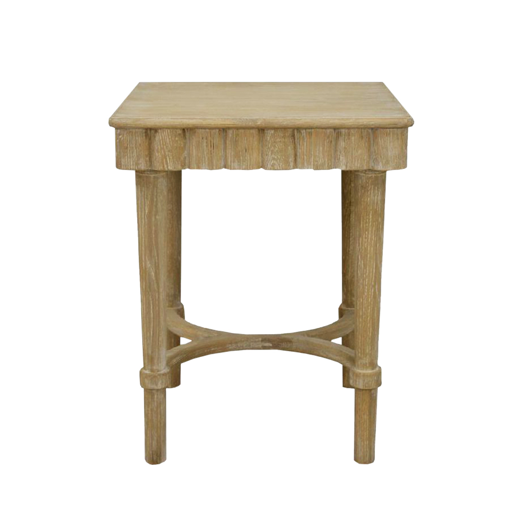 Manya Oak Wood Side Table- Lillian Home