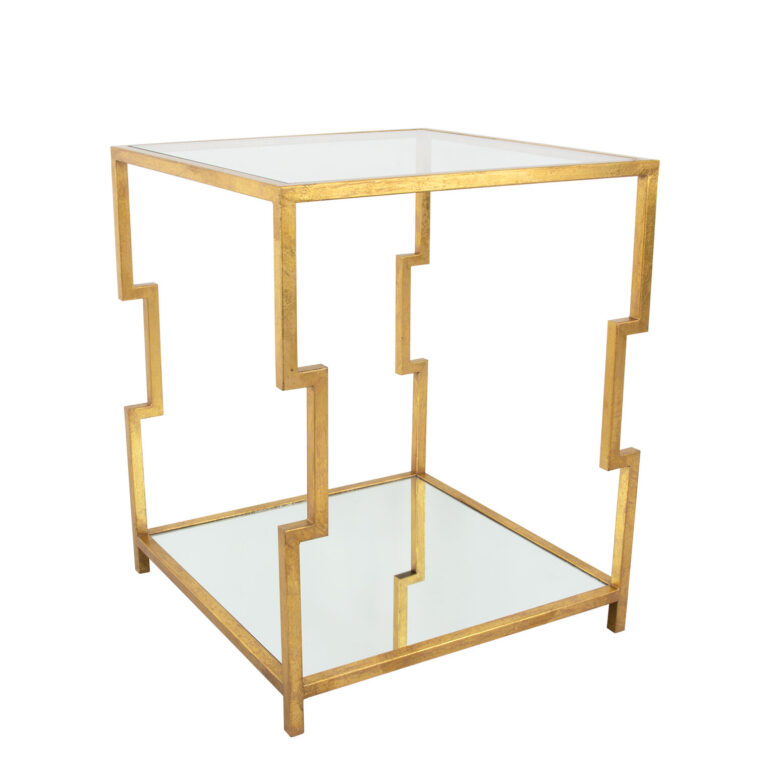 Martha 2 Shelves Gold End Table- Lillian Home