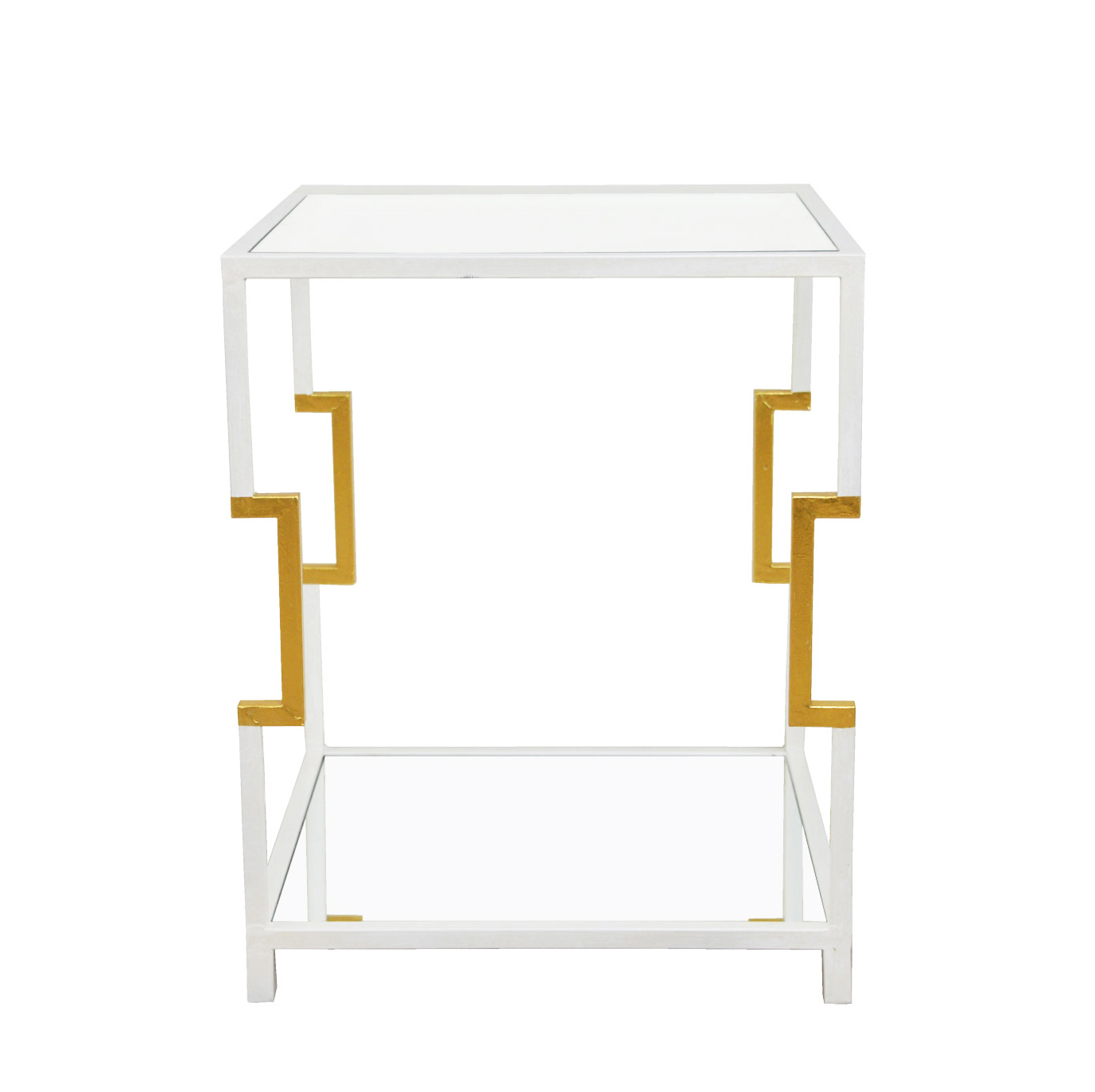 Martha White and Gold Side Table- Lillian Home