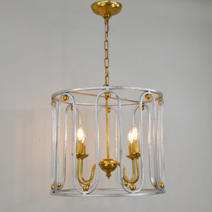 Asanna 4 Light Silver and Gold Lantern- Lillian Home