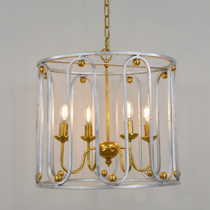 Asanna 4 Light Silver and Gold Lantern- Lillian Home