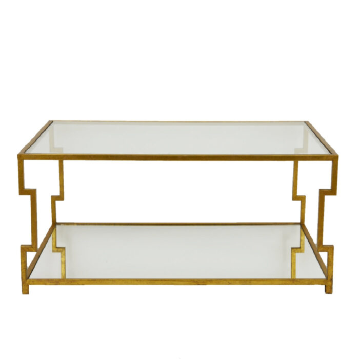 Marilyn 2 Shelves Gold Coffee Table- Lillian Home