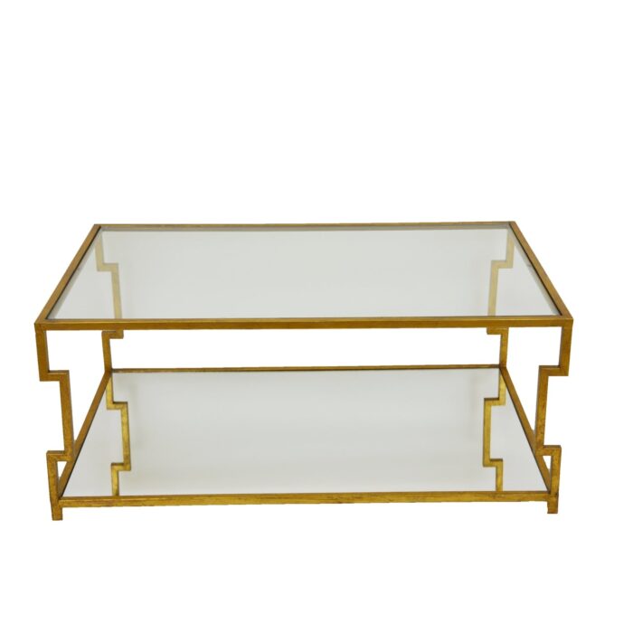Marilyn 2 Shelves Gold Coffee Table- Lillian Home