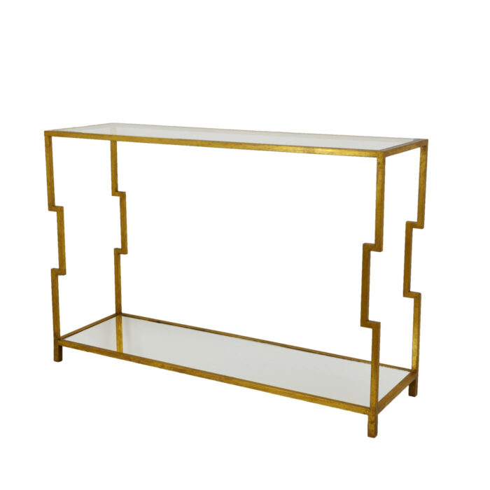 Martin 2 Shelves Gold Console Table- Lillian Home