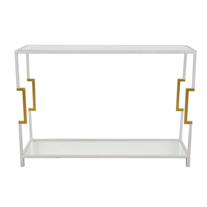 Martin 2 Shelves White and Gold Console Table- Lillian Home