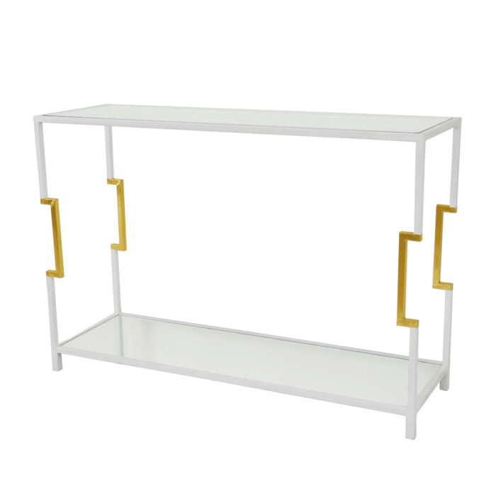 Martin 2 Shelves White and Gold Console Table- Lillian Home