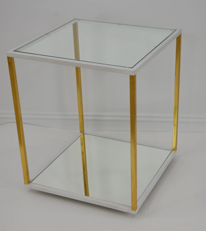 Emily White and Gold 2 Shelves Side Table