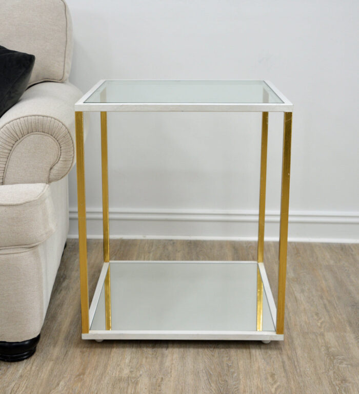 Emily White and Gold 2 Shelves Side Table