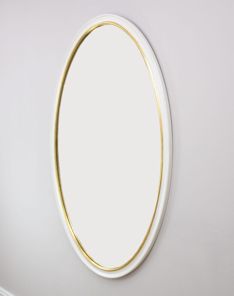 Macon White and Gold Oval Mirror - Image 3