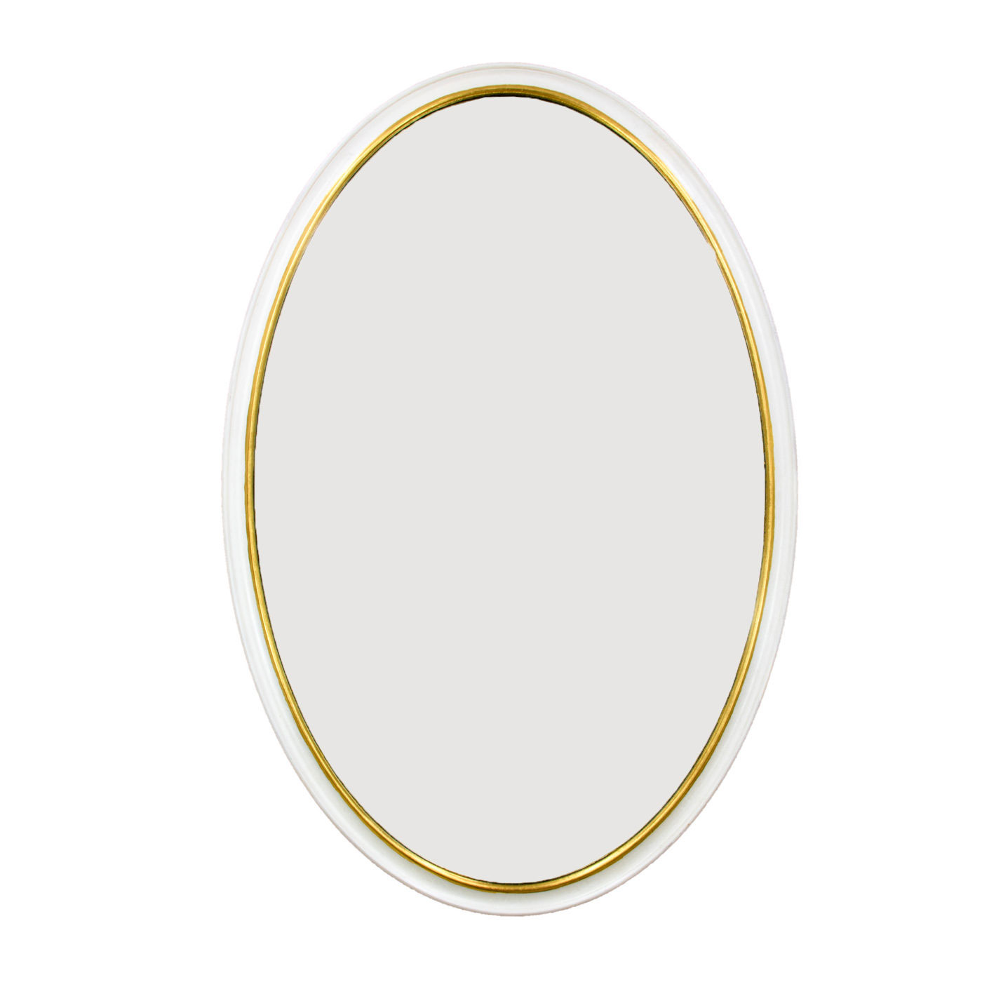 Macon White and Gold Oval Mirror- Lillian Home