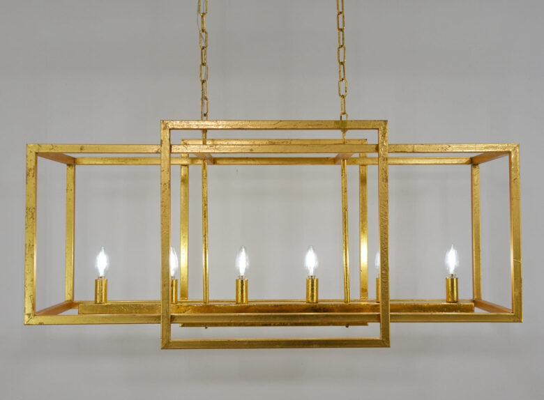 Soho 6 Light Gold Rectangular Chandelier