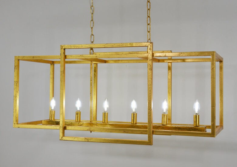 Soho 6 Light Gold Rectangular Chandelier