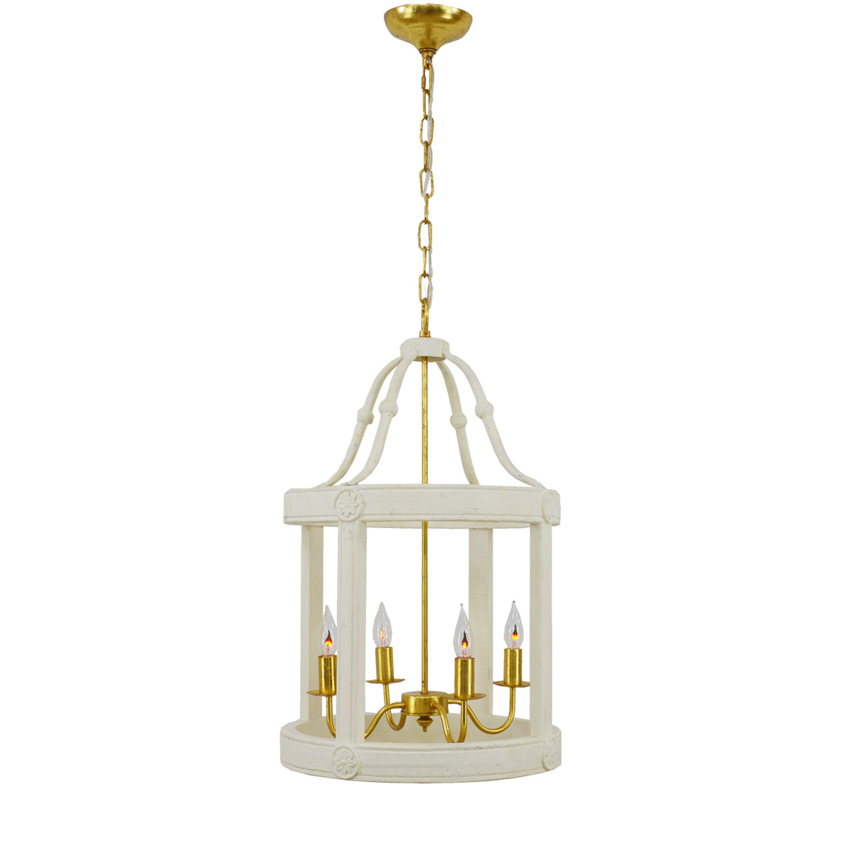 Lincoln 4 Light White and Gold Fixture- Lillian Home
