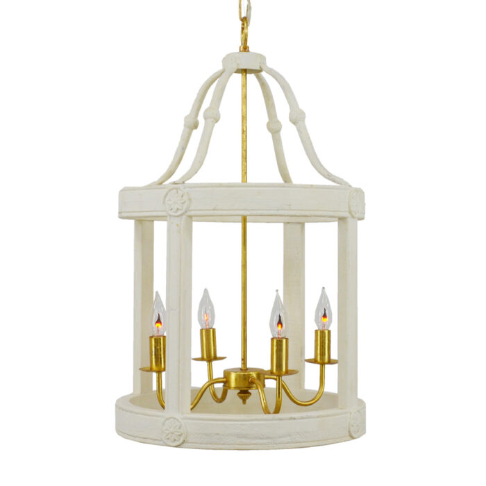 Lincoln 4 Light White and Gold Fixture