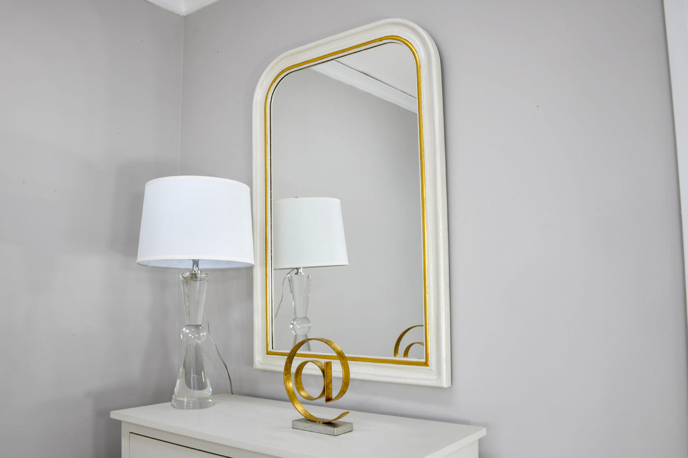Tall French Louis Philippe Mirror With White Paint