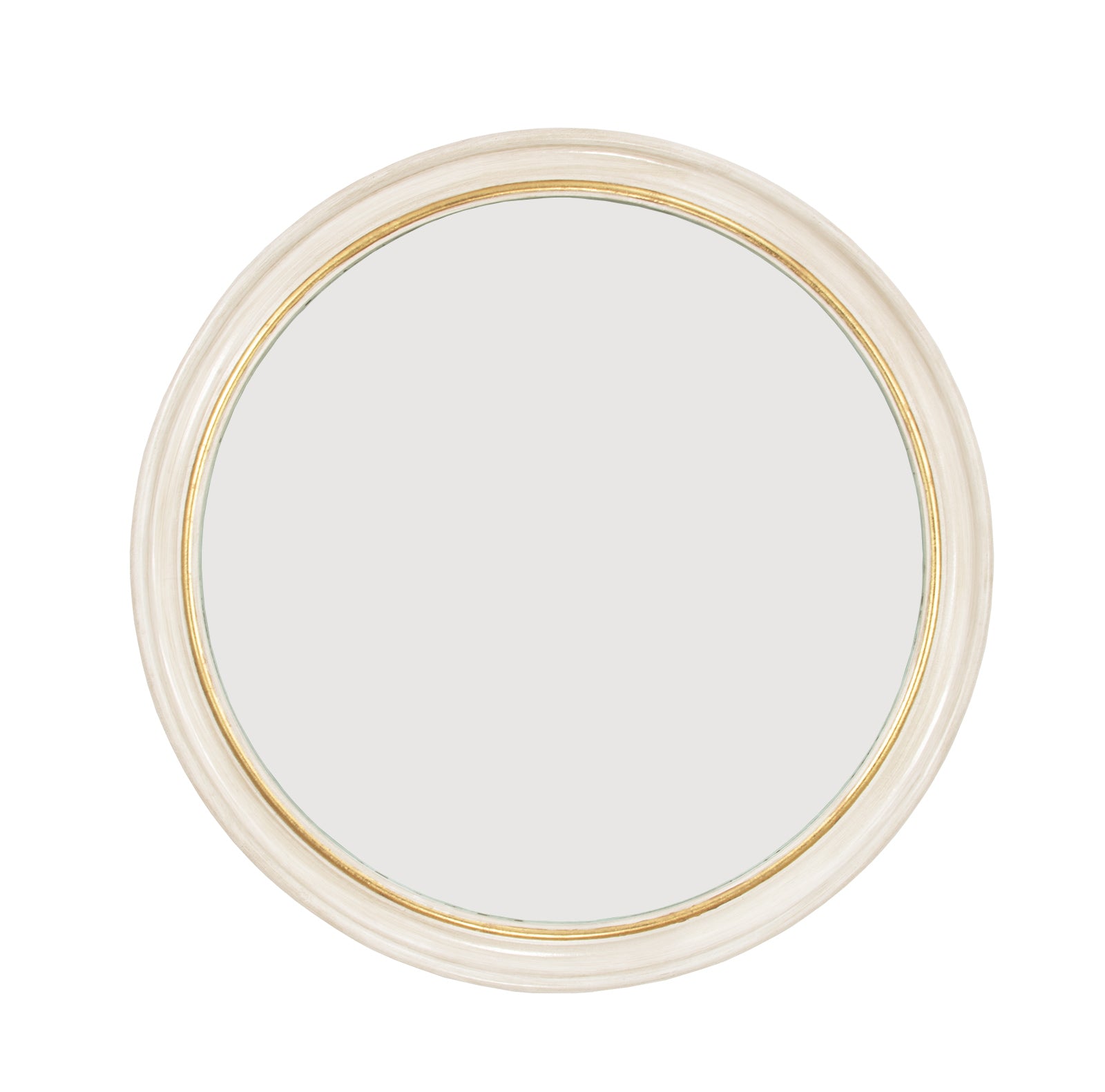 Arena White and Gold Round Mirror- Lillian Home