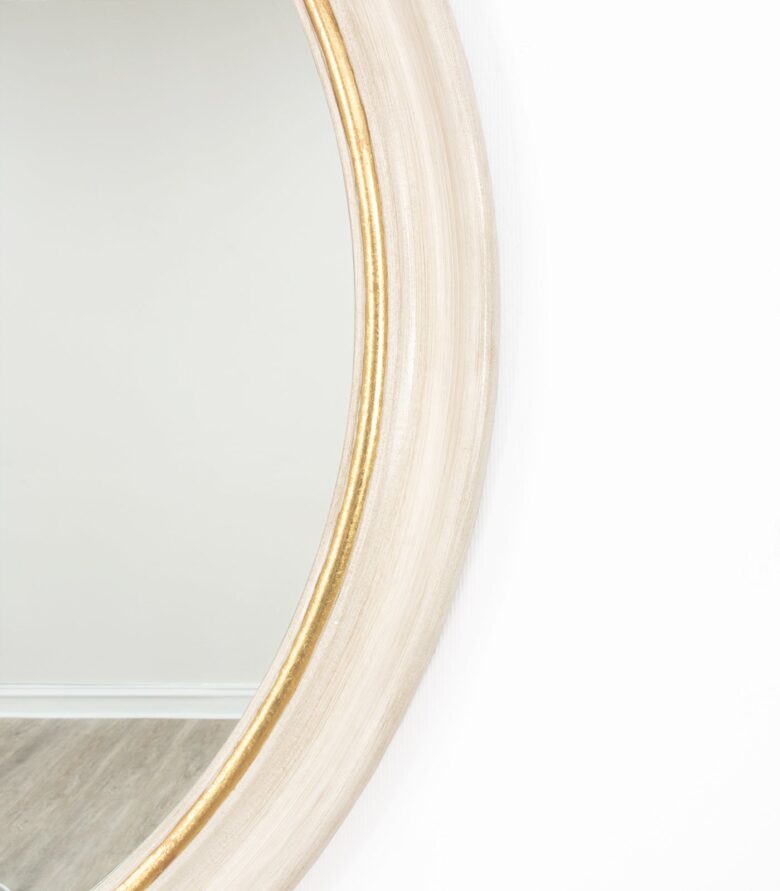 Arena White and Gold Round Mirror- Lillian Home