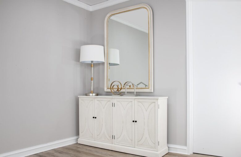 Chateau White and Gold Louis Philippe Mirror- Lillian Home