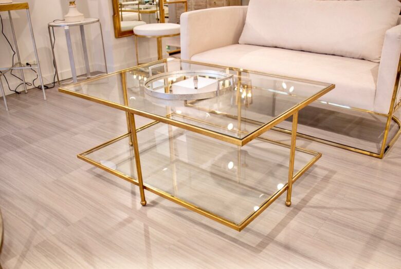 Romana Gold 2 Shelves Coffee Table- Lillian Home