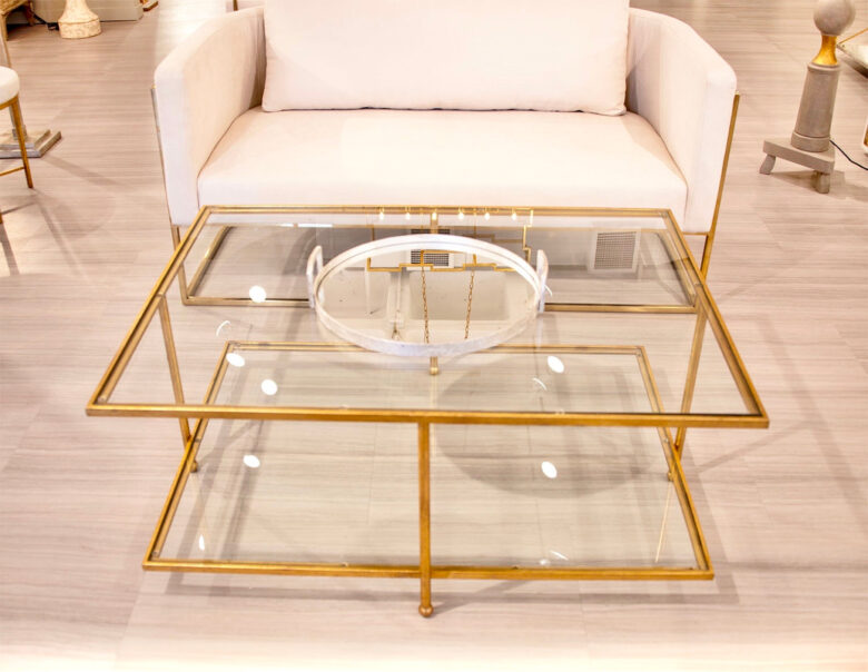 Romana Gold 2 Shelves Coffee Table- Lillian Home