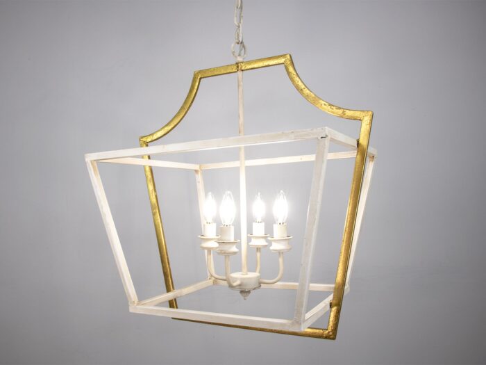 Amanda 4 Light Cream and Gold Lantern- Lillian Home