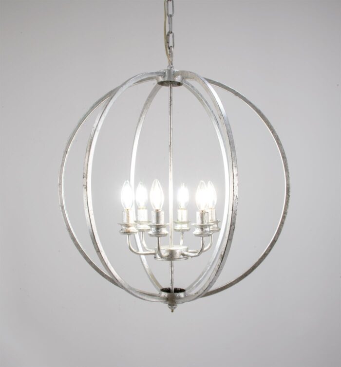 Olympus 6 Light Silver Lantern- Lillian Home