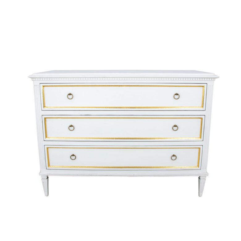 Lauren White and Gold Chest- Lillian Home