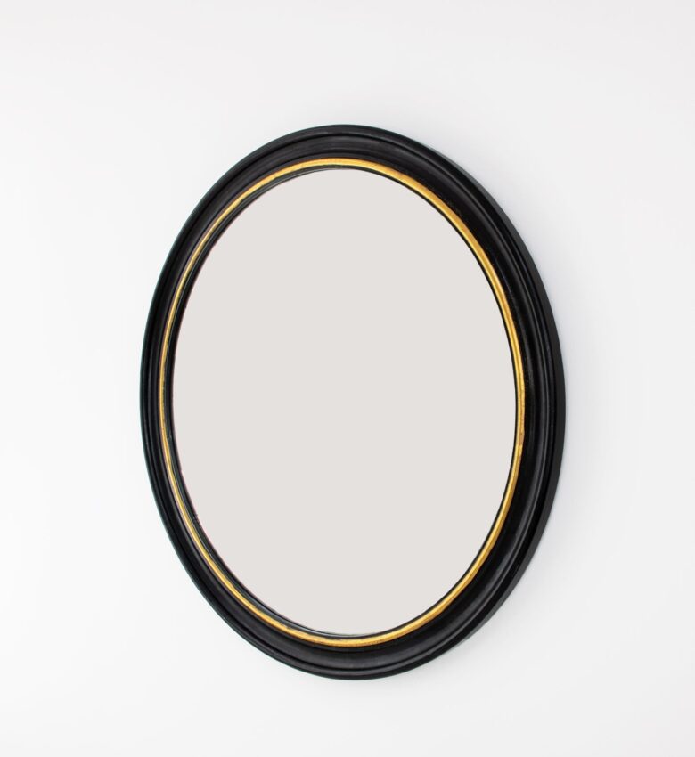 Arena Black and Gold Round Mirror- Lillian Home