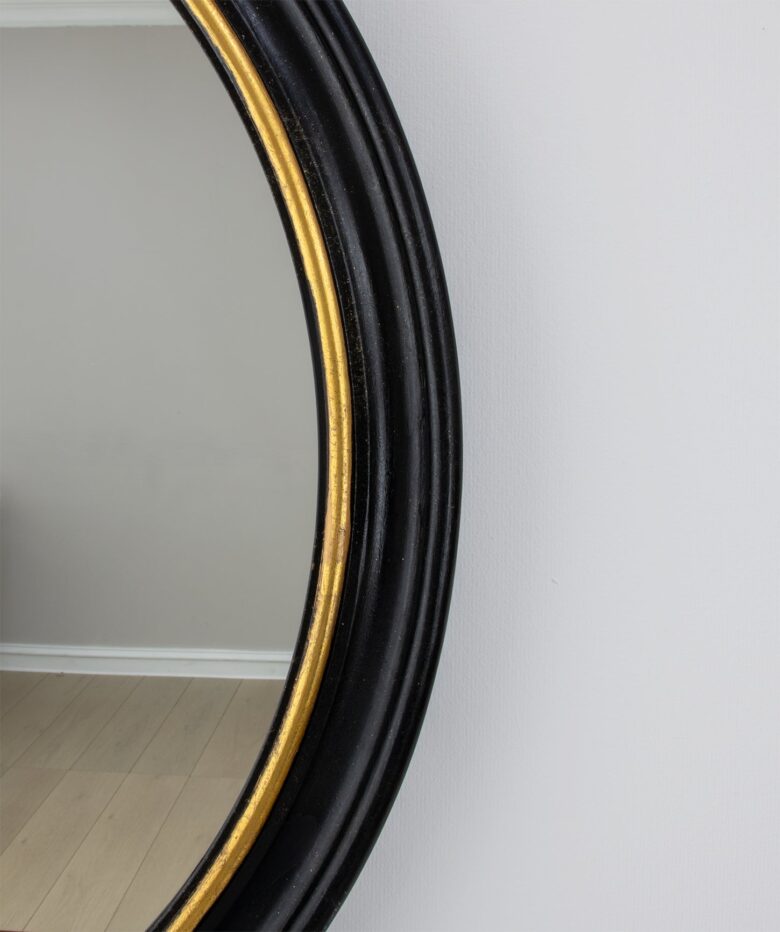 Arena Black and Gold Round Mirror- Lillian Home