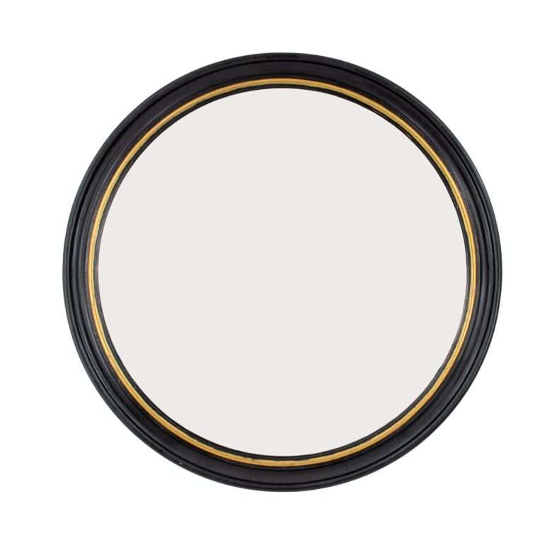 Arena Black and Gold Round Mirror- Lillian Home