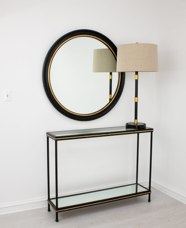 Arena Black and Gold Round Mirror- Lillian Home