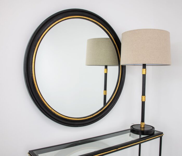 Arena Black and Gold Round Mirror- Lillian Home