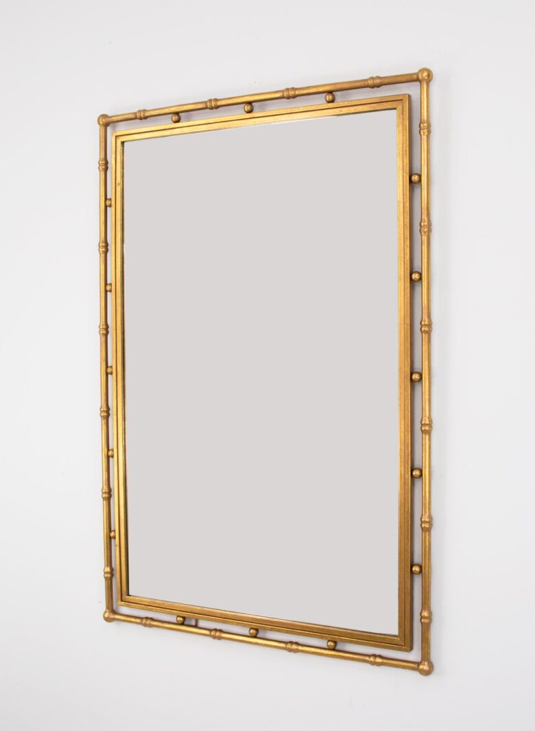 Jamison Gold Leaf Bamboo Wall Mirror- Lillian Home