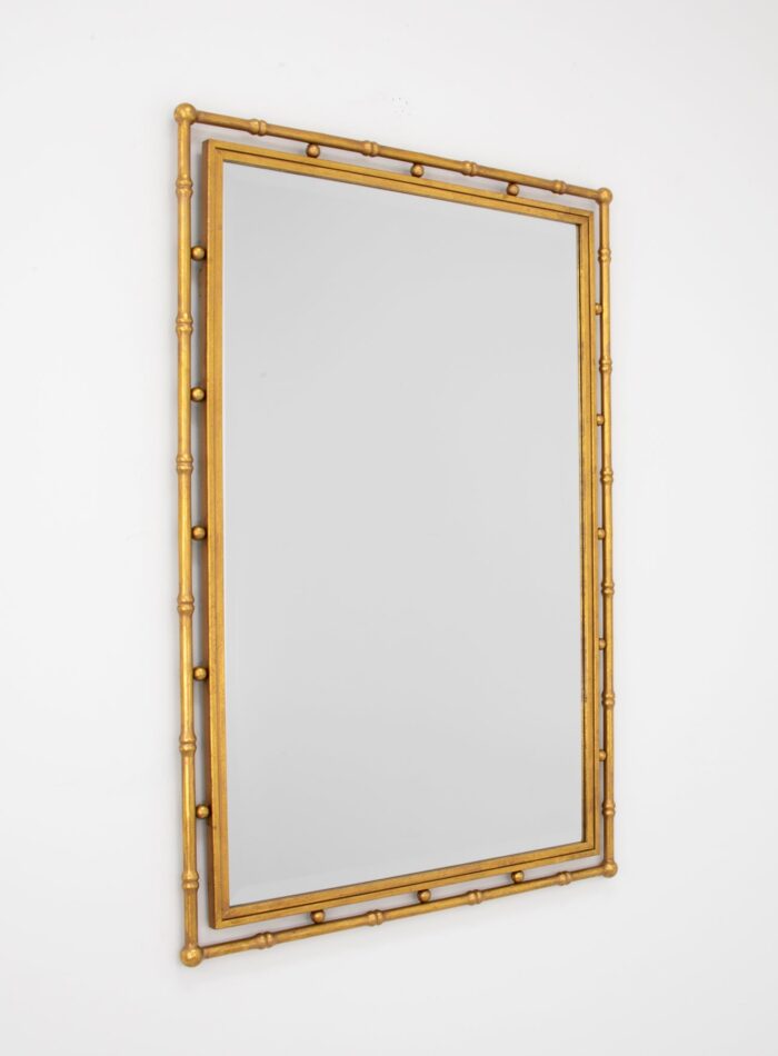 Jamison Gold Leaf Bamboo Wall Mirror- Lillian Home