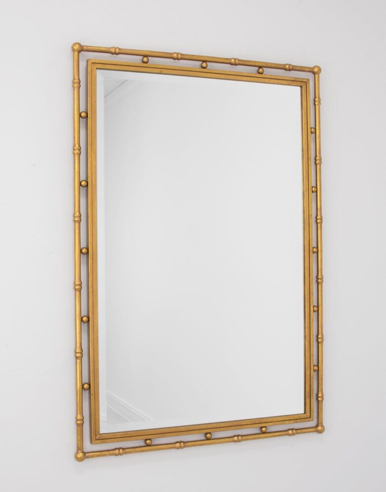 Jamison Gold Leaf Bamboo Wall Mirror- Lillian Home