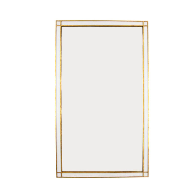 Mindy White and Gold Mirror- Lillian Home