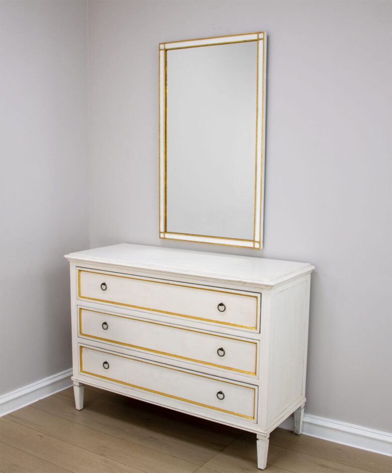 Mindy White and Gold Mirror