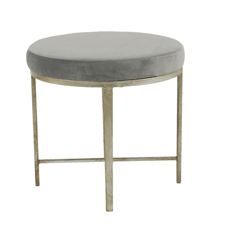 Charlotte Silver Round Bench- Lillian Home