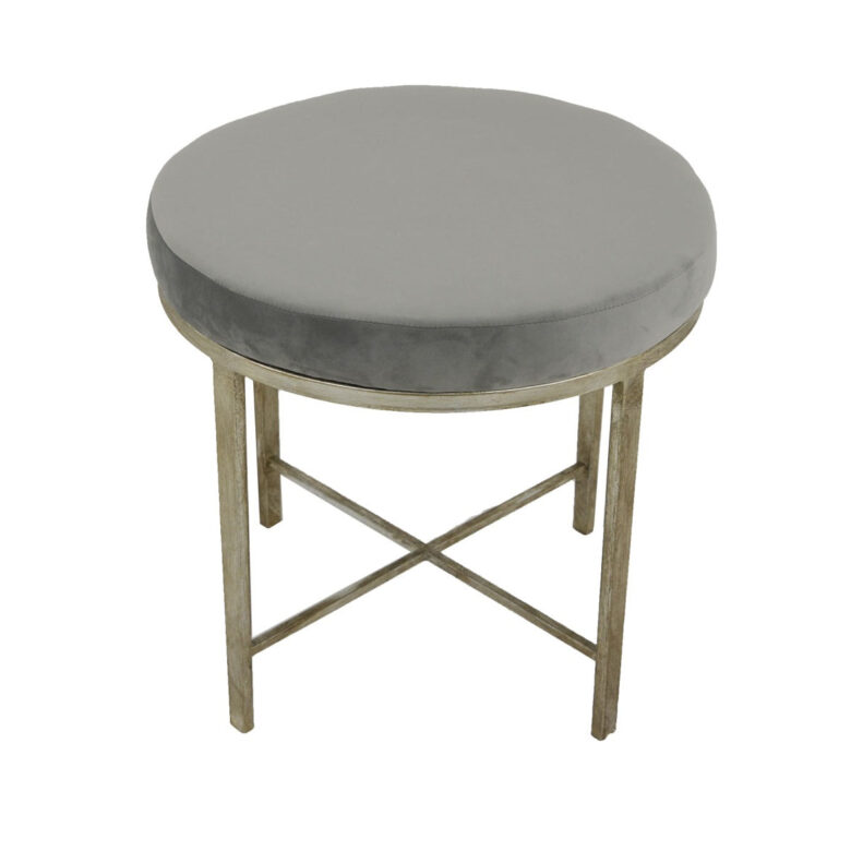 Charlotte Silver Round Bench- Lillian Home