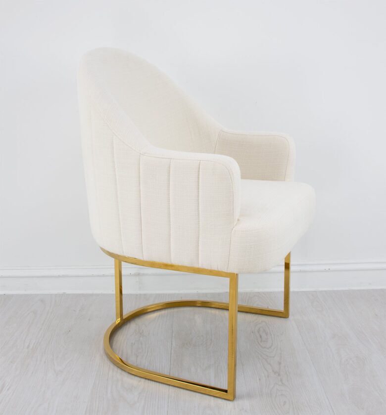 Milano Gold Chair Cream- Lillian Home