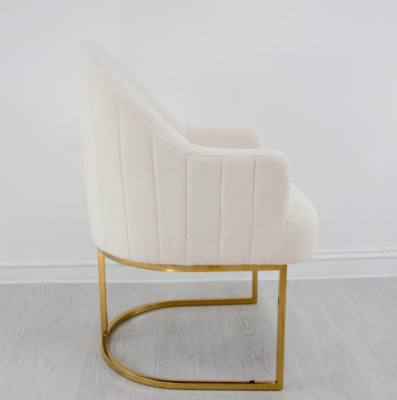 Milano Gold Chair Cream- Lillian Home