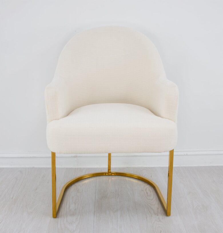 Milano Gold Chair Cream- Lillian Home