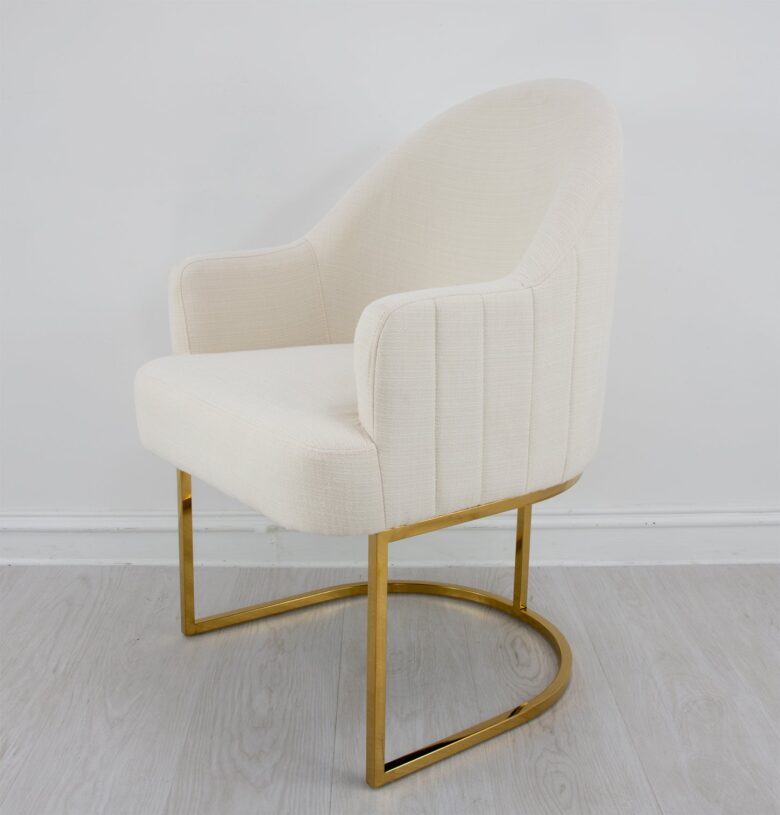 Milano Gold Chair Cream- Lillian Home